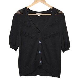 Daily Thread Women Black Knit Cardigan Medium Dark Academia Feminine Sweater‎